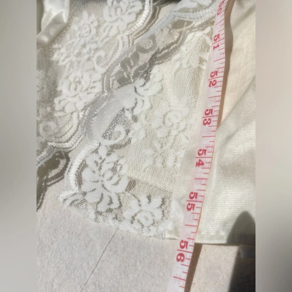 vtg maidenform negligée lace set nightgown robe silky union made usa ivory sz. s - Picture 16 of 16